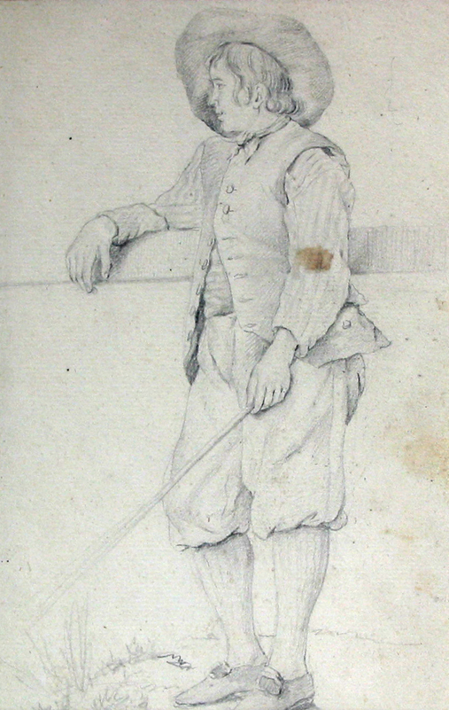 Staande jongen met stok (hengel?)